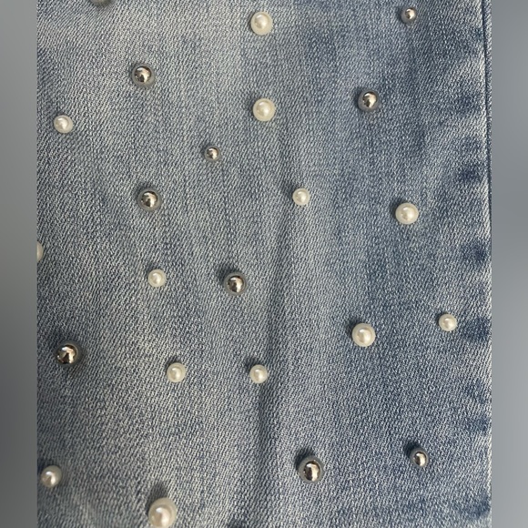 KUT FROM THE KLOTH Distressed Ankle Straight-Leg Jean w/ Pearls & Studs Sz. 4P - Picture 6 of 11